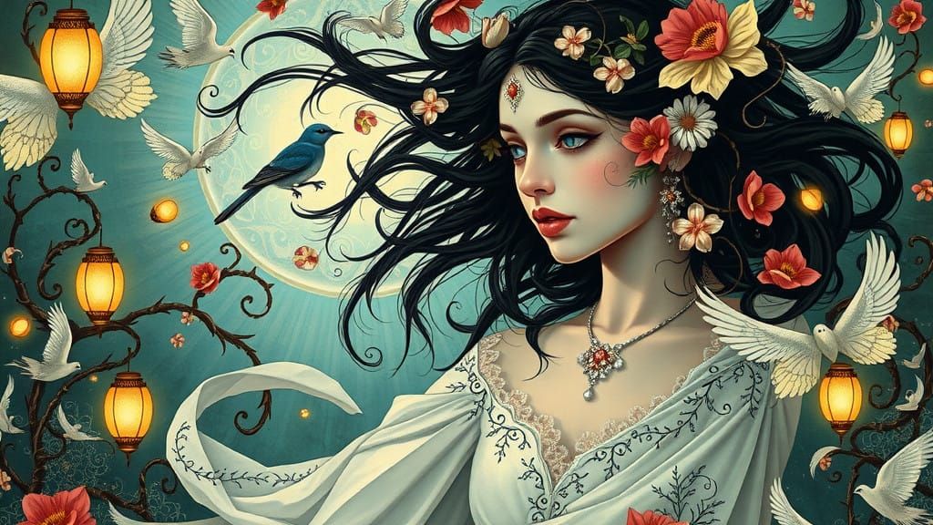 Surrealist Goddess in Whispers of Myth and Wonder