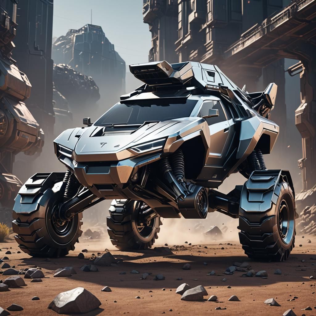 Tesla Cybertruck Prime: Futuristic Sci-Fi Mech Render