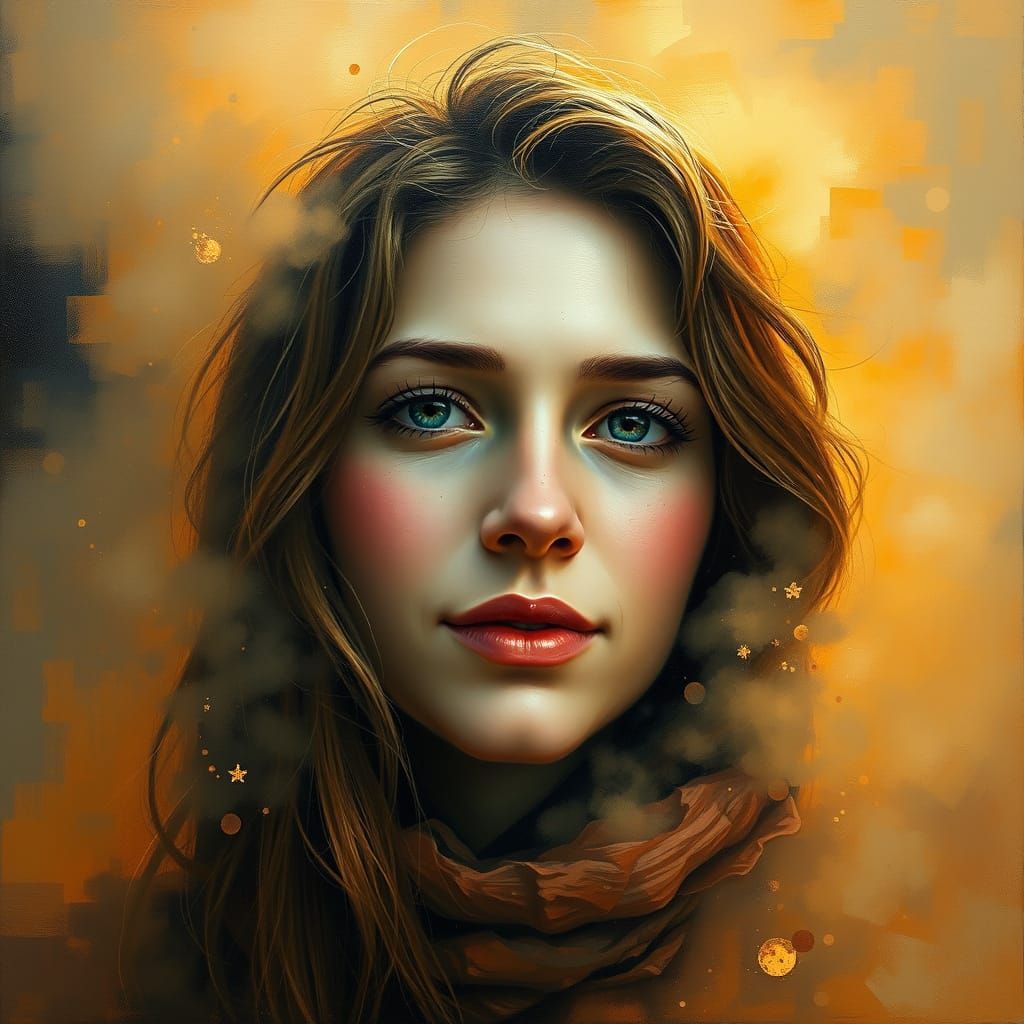 Ethereal Woman's Portrait in Impressionist Style
