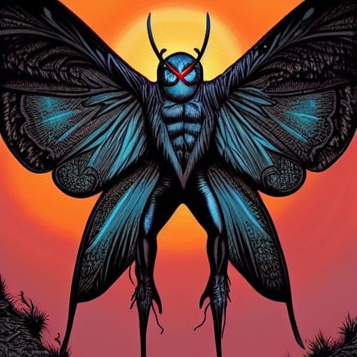 Mothman in Comic Book Art Style