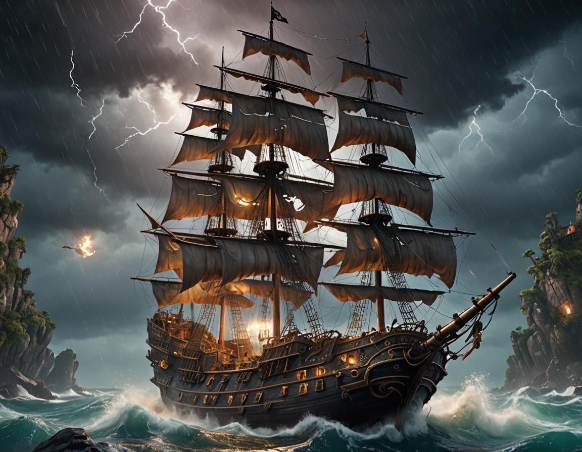 Pirate Ship in Crystal Ball: Fantasy Concept Art