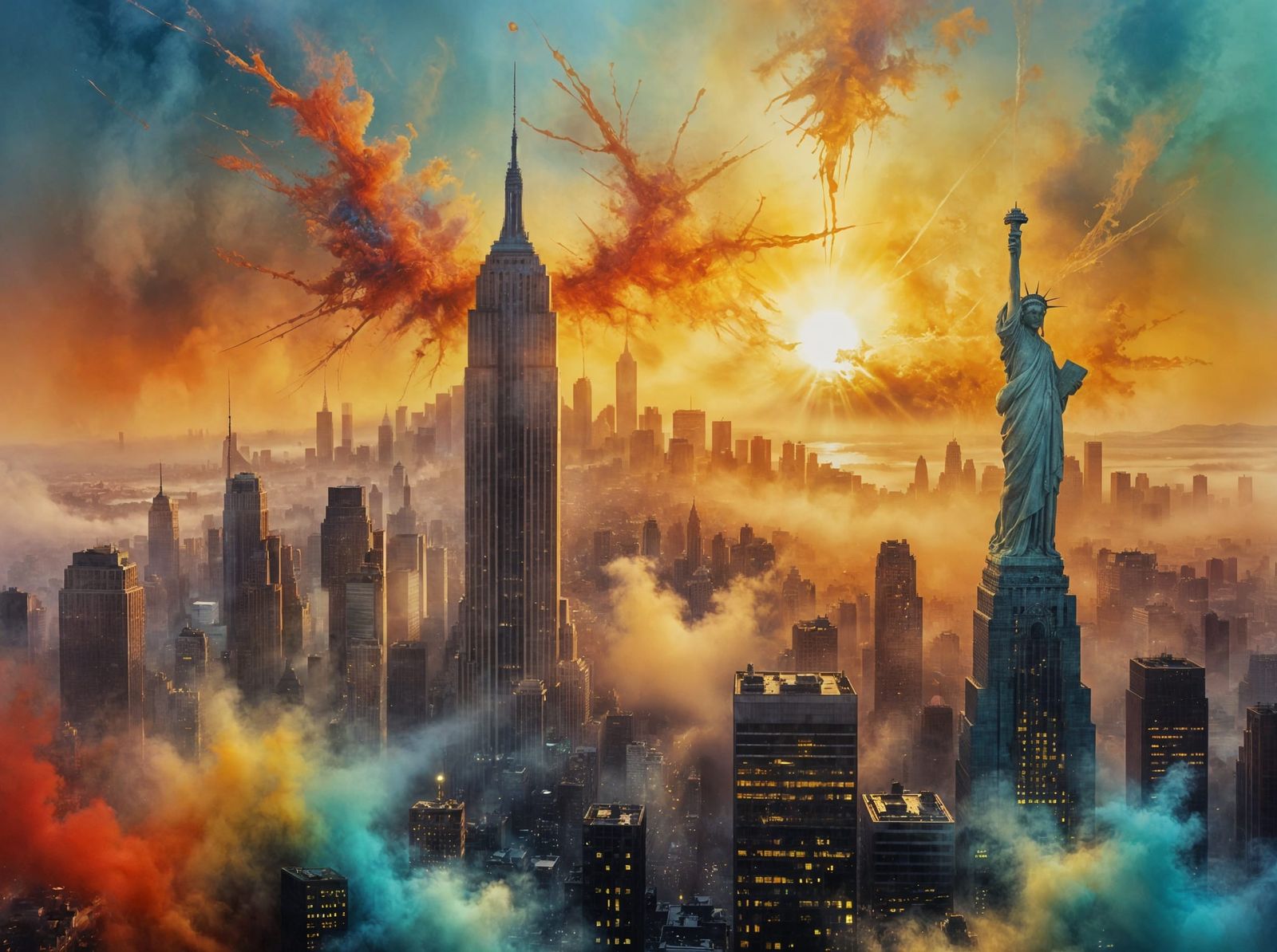 Ethereal Cityscape at Sunset