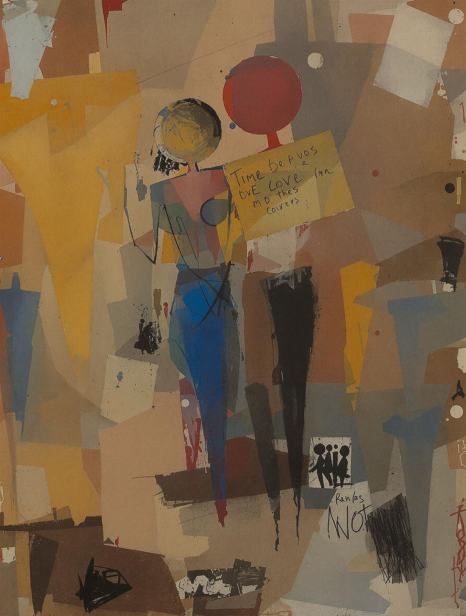 Lovers' Joyous Sorrow in Oskar Schlemmer Style