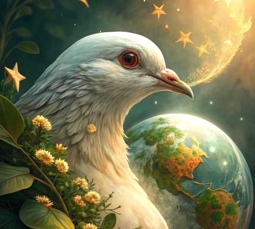 Ethereal Dove with Translucent Earth and Celestial Elements ...
