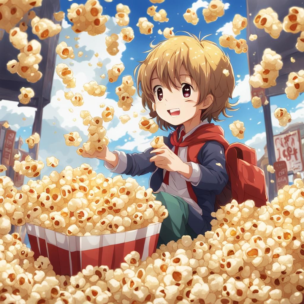 Popcorn in Anime Style