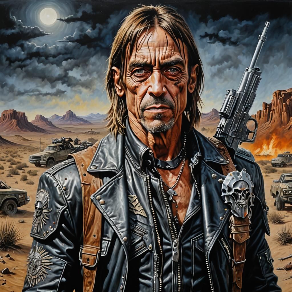 Post-Apocalyptic Raider in Airbrush Acrylic Style