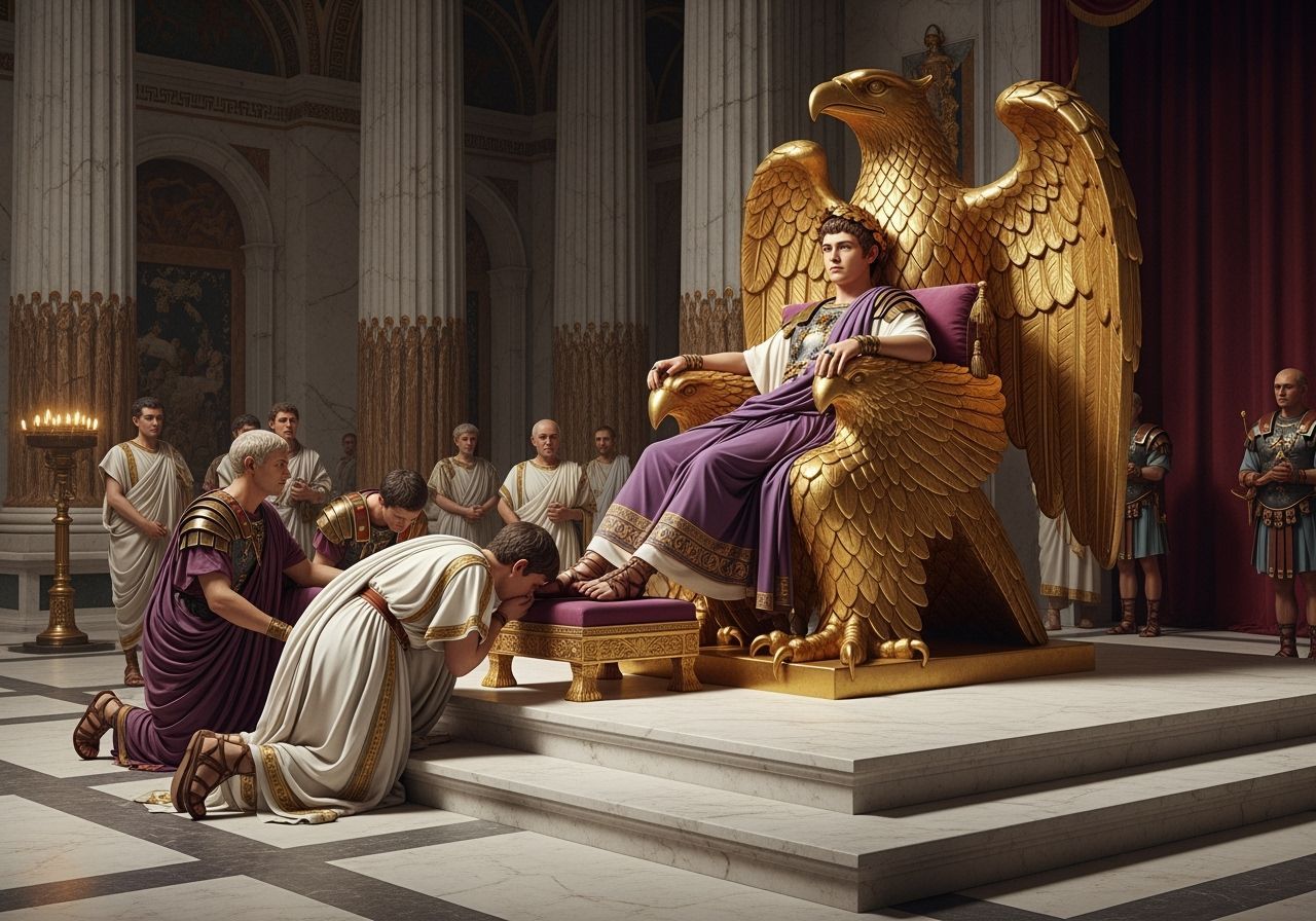 Emperor Nero on Eagle Throne, Opulent Palace