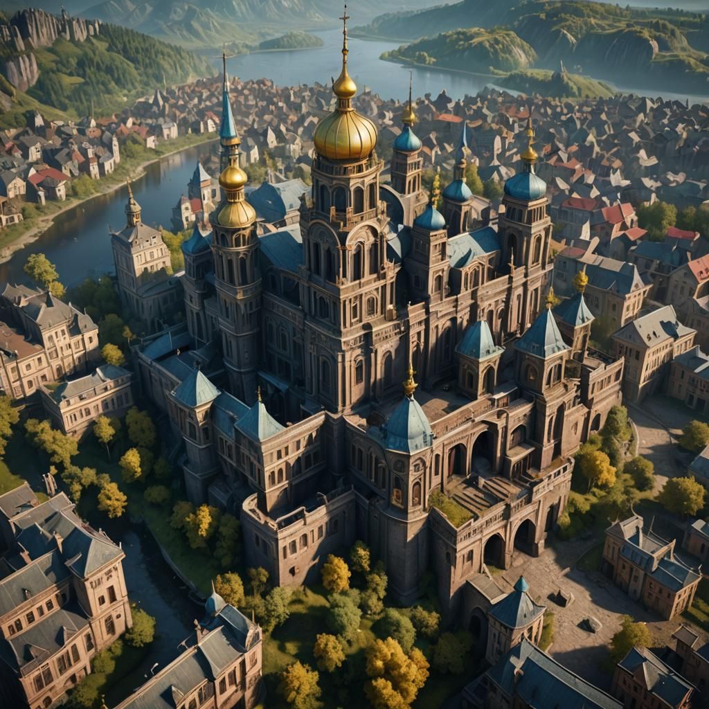 Detailed Matte Painting of Ukraine in Deep Color