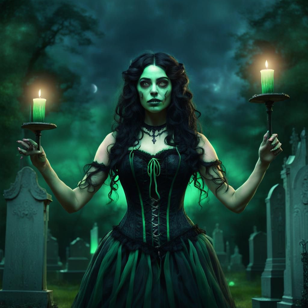Cajun Bayou Witch Summons Ghosts: Fantasy Art