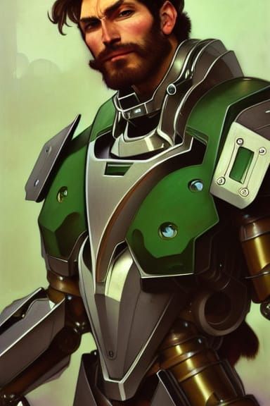 Biomechanic Warrior Portrait in Hyperdetailed Style