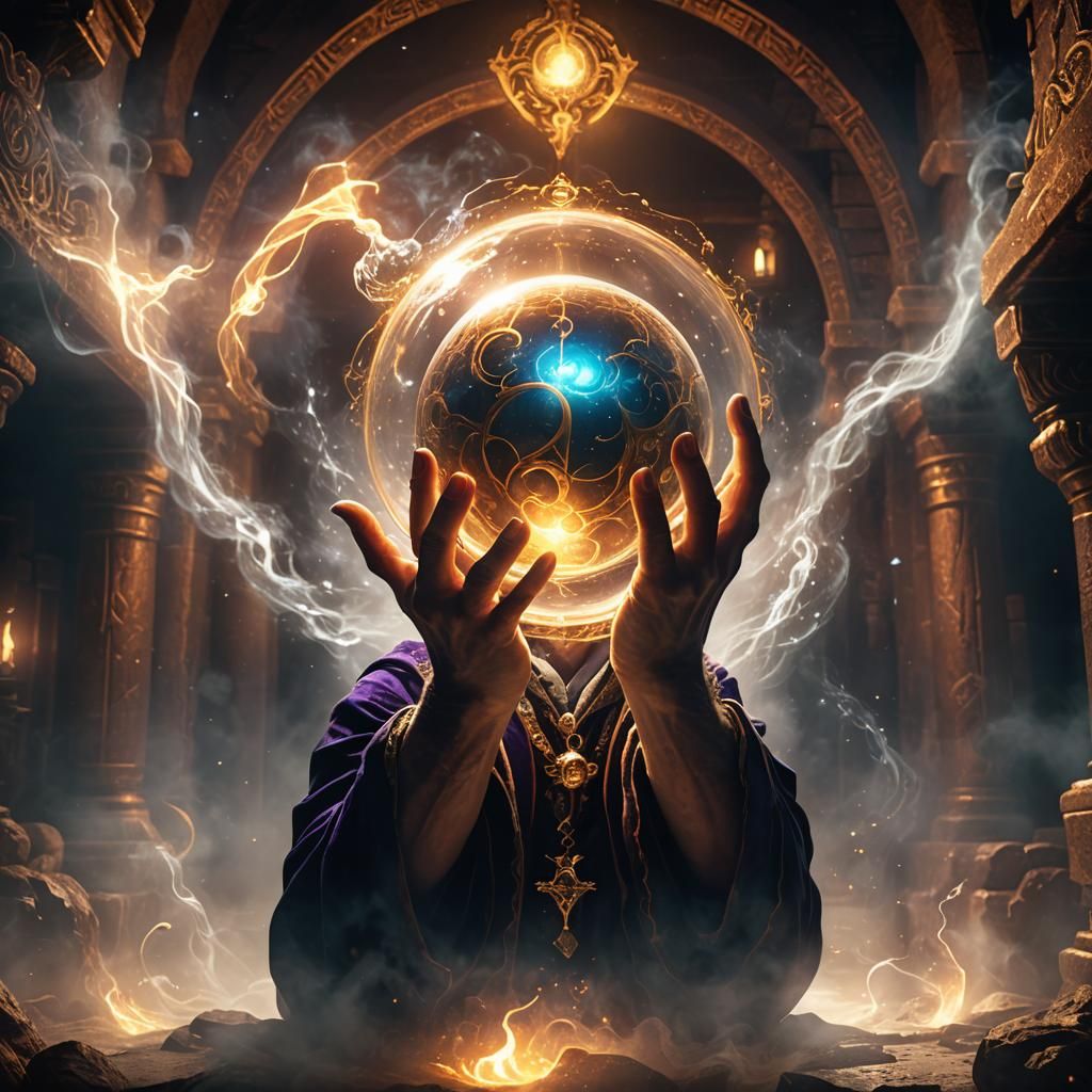Fantasy Wizard Orb in Mystical Chamber