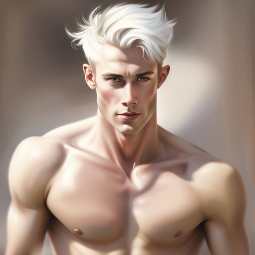 Personified Color White: Attractive Shirtless Man