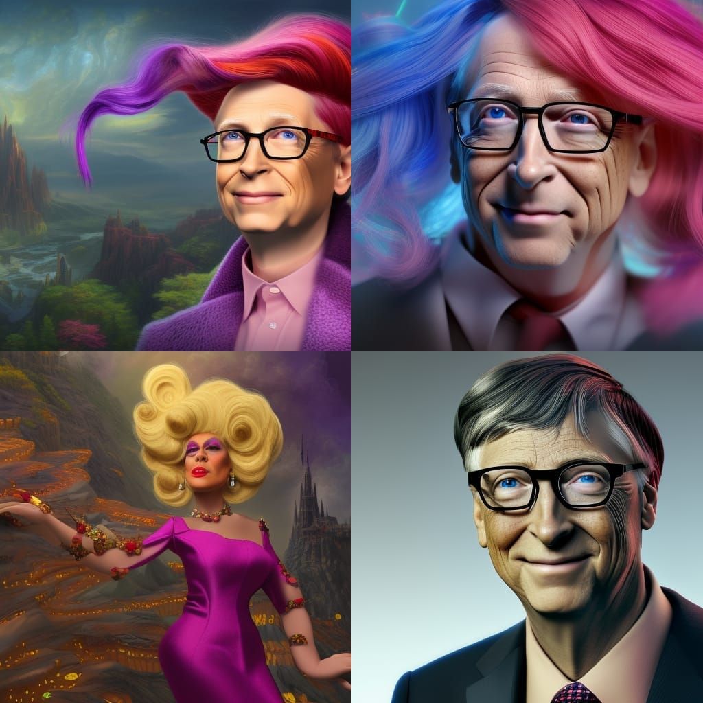 Bill Gates as Drag Queen: Detailed Digital Painting