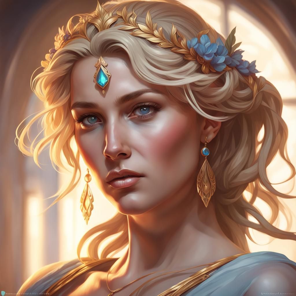 Blonde Greek Goddess of Love: Hyperdetailed Art