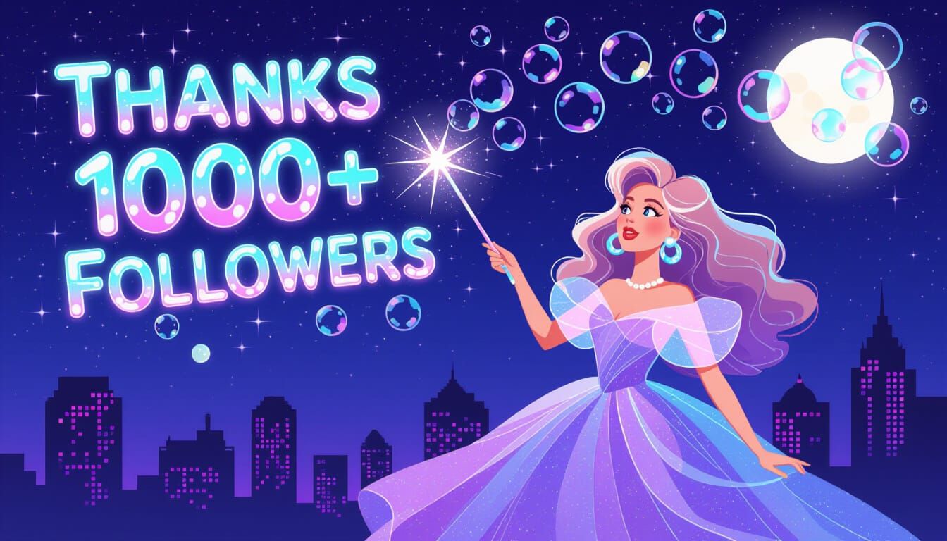 Woman with Magic Wand Creates Bubble Constellation