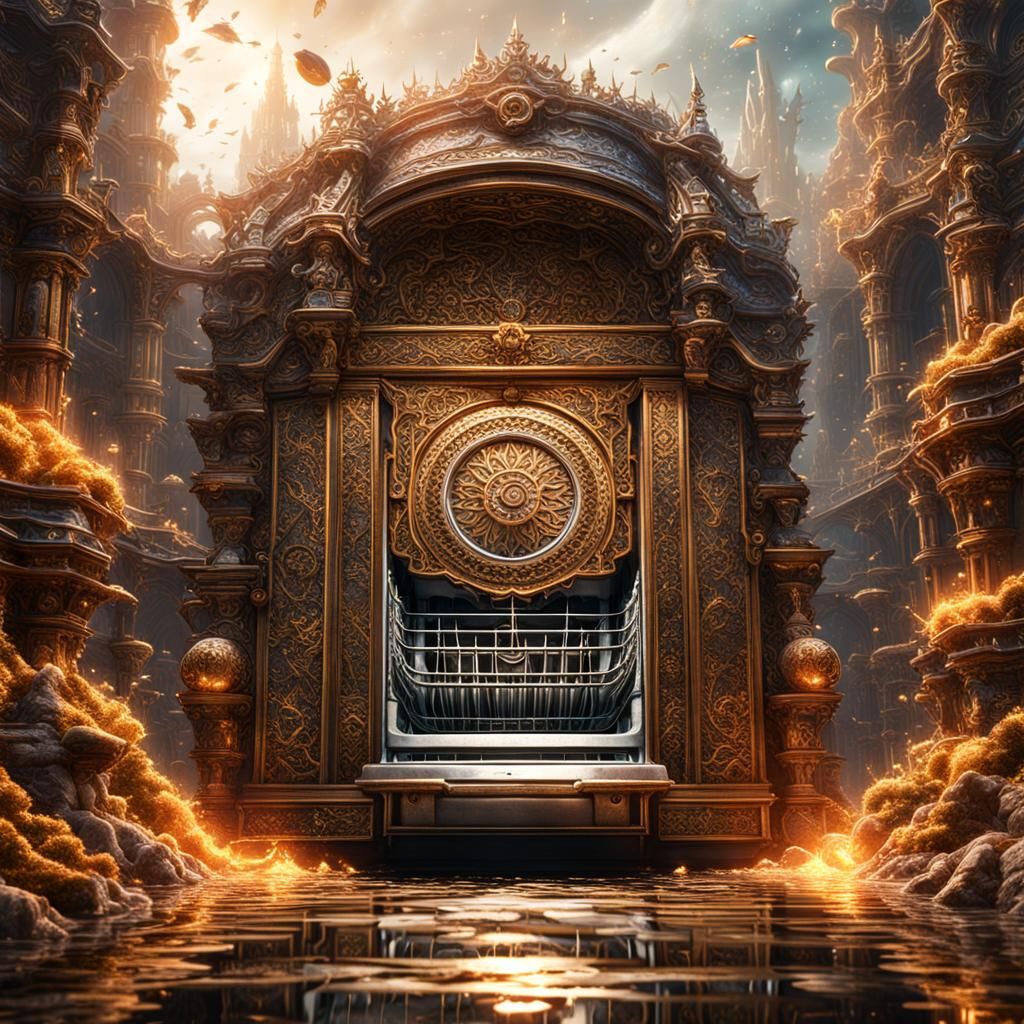 Heavenly Dishwasher in Detailed Digital Painting