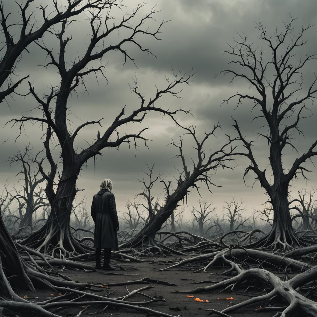 Desolate Island Figure in Giger-Inspired Film Still