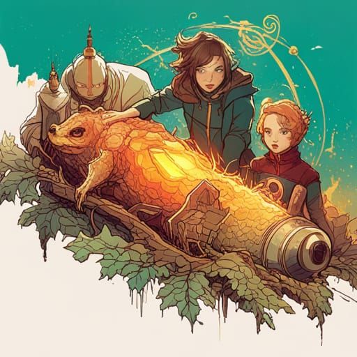 Fantastic Four in Luminous Colors and Golden Outlines