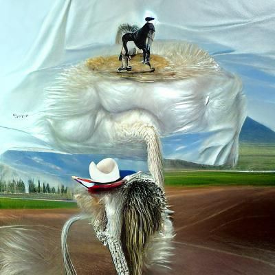 Hyperrealistic Ostrich Cowboy Riding a Horse