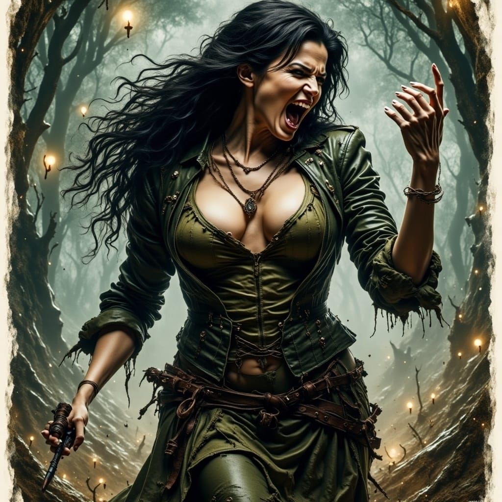 Fantasy Screaming Banshee in Vibrant Colors