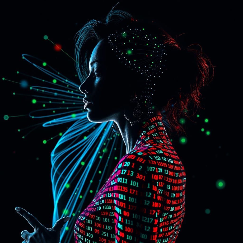 Surreal Digital Goddess in Cyberpunk Haze