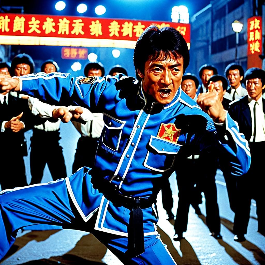 Dynamic Fight Scene in Hong Kong Kung Fu Style