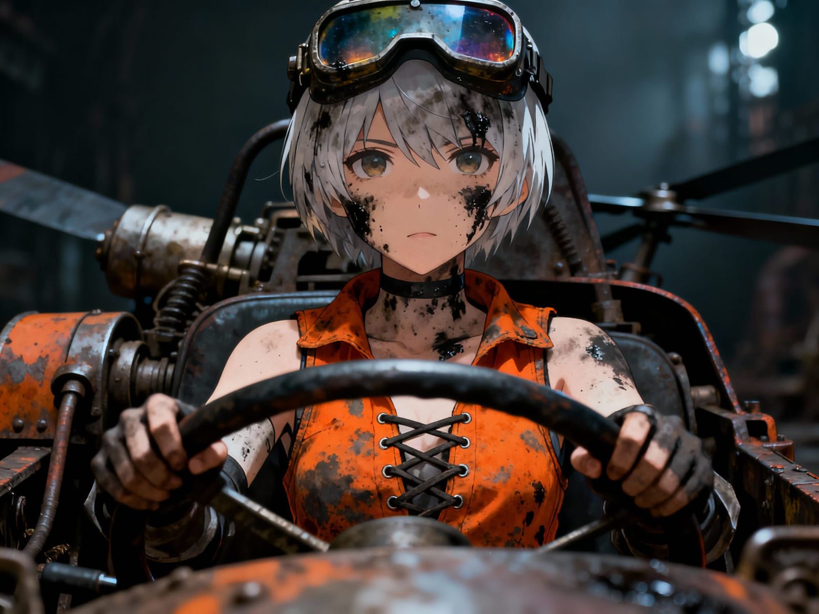 Nier Automata A2 Driving Helicopter in Moody Cinematic Shot