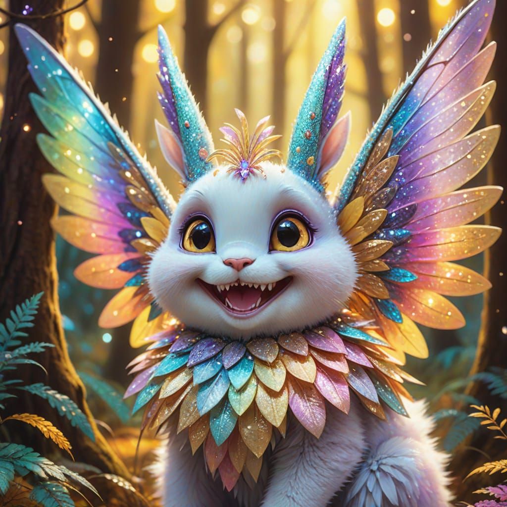 Smiling Nunnybugaloo in a Colorful Forest