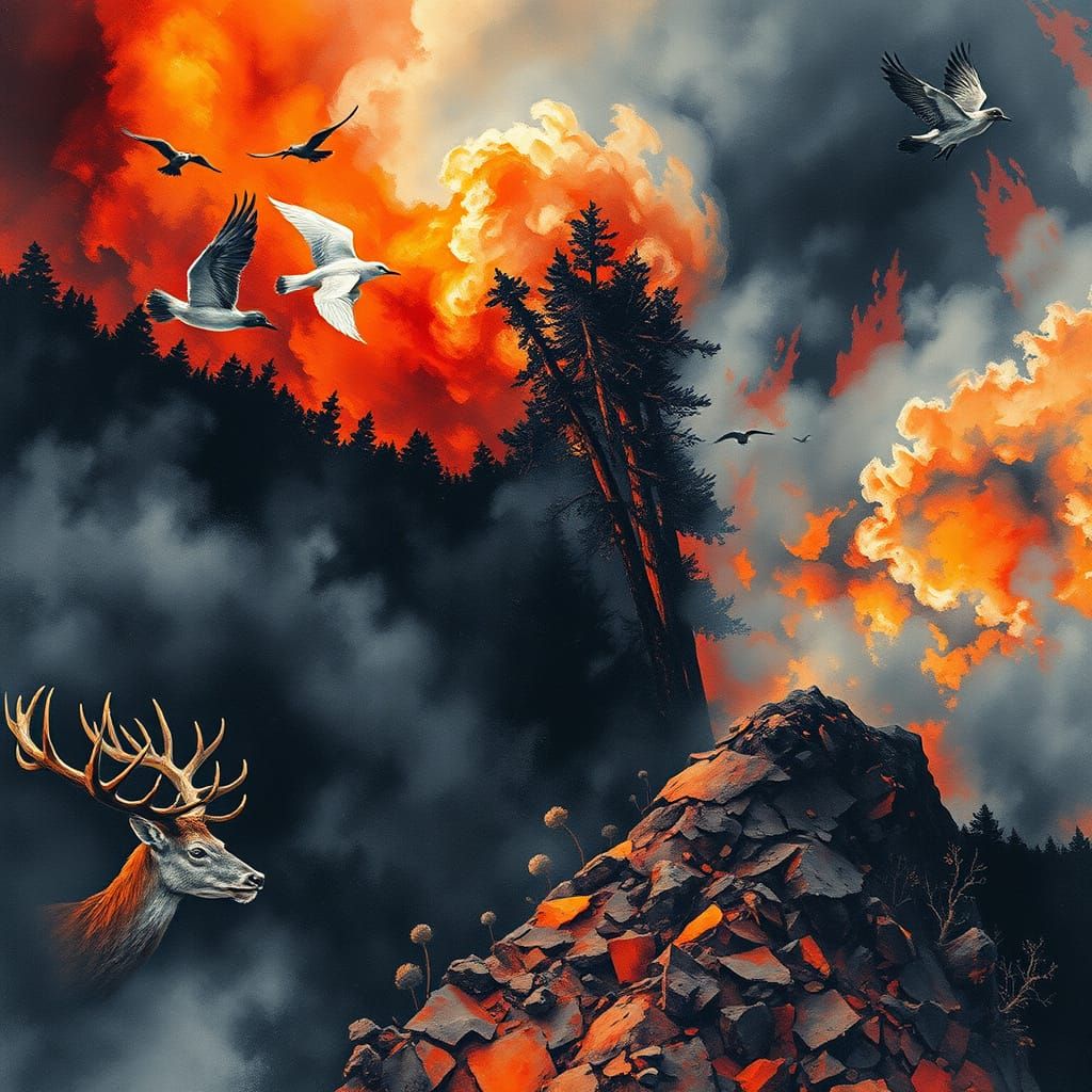 Surreal Forest Apocalypse in Epic Impressionist Style