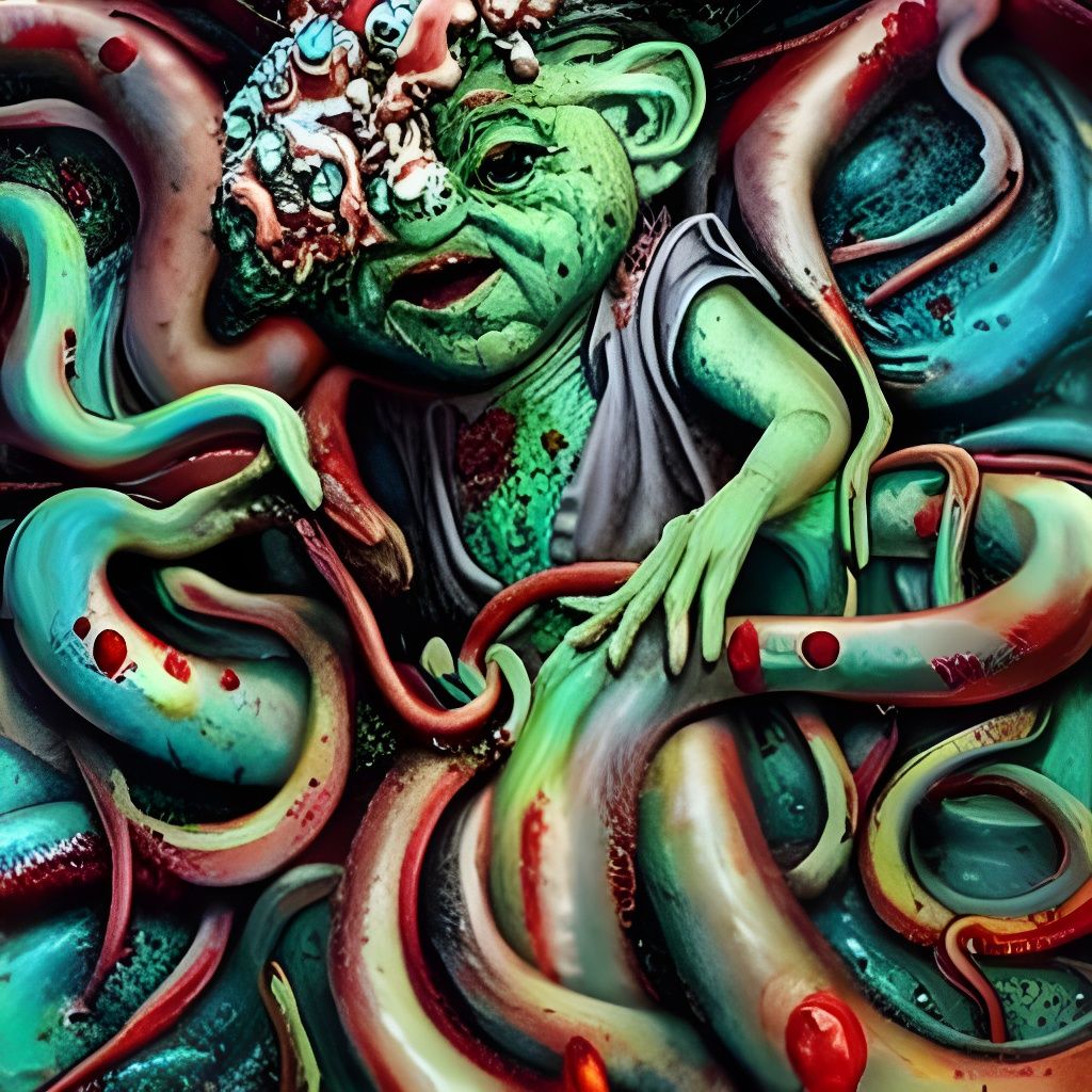 Cronenberg Gnomes Assault Outpost in Impasto Style