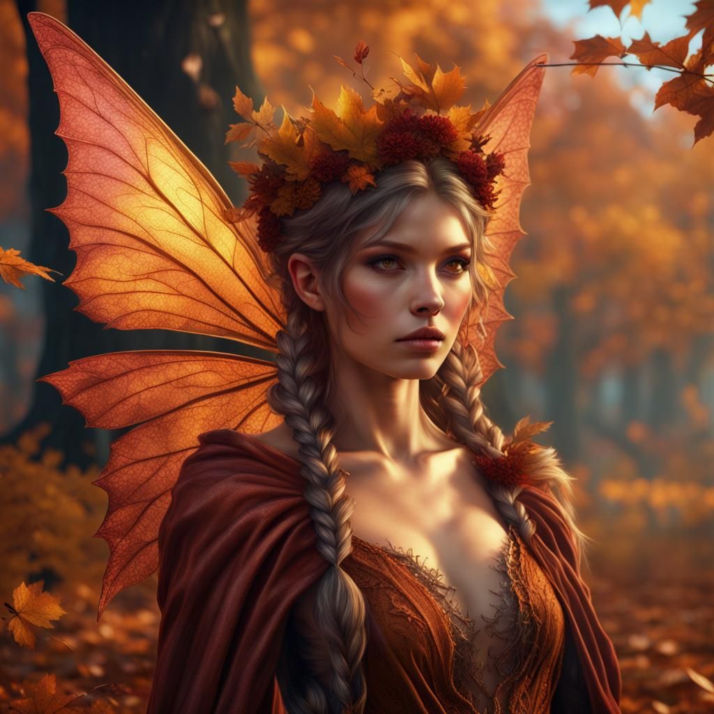 Stunning Autumn Fairy in Detailed Fantasy Art