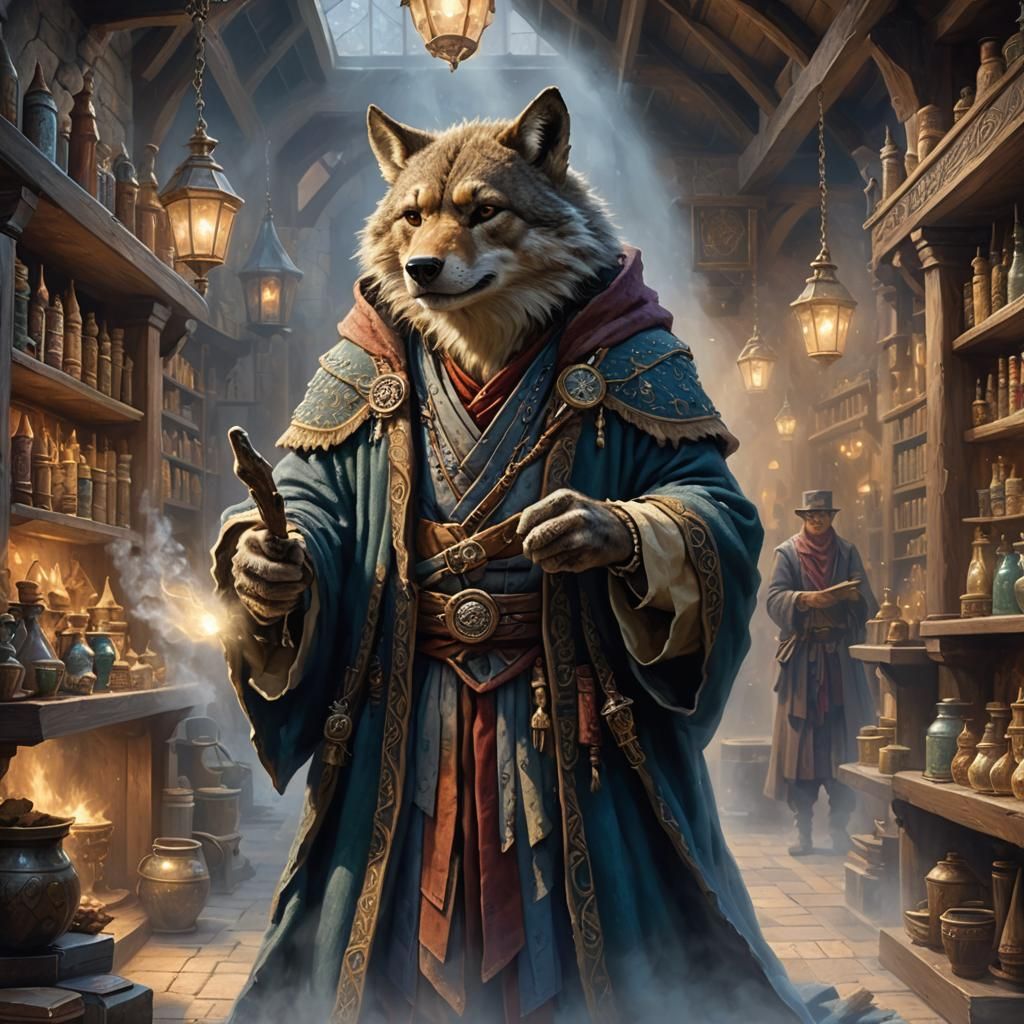 Gnoll Mage in Magic Shop, Ethereal Fantasy