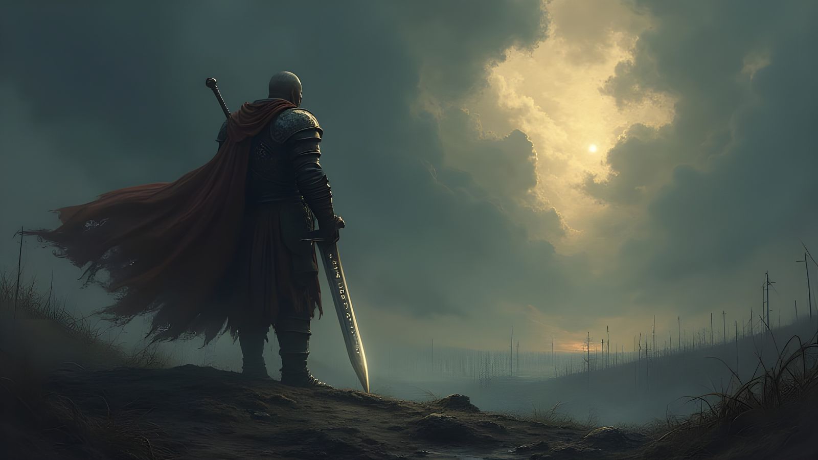 Warrior at Dawn's Edge: Haunting Resilience