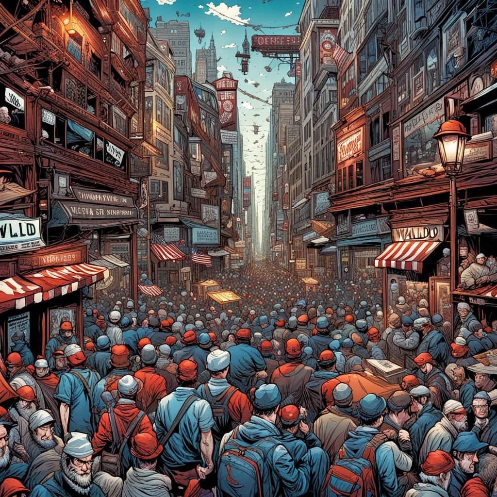 Detailed Comic Art Illustration: Where's Waldo?