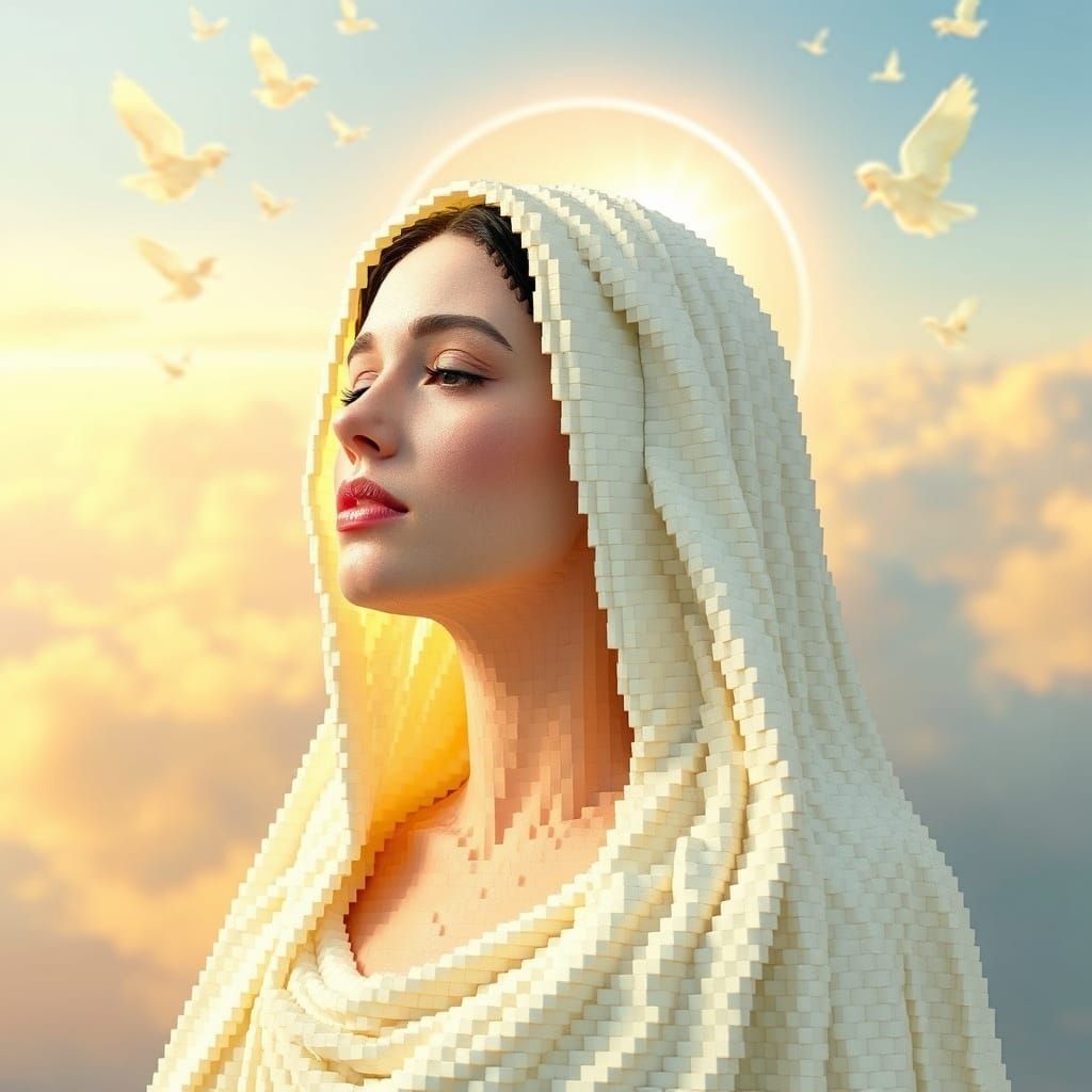 Pixelated Beauty in Plastic Blocks: A Woman's Intimate Praye...