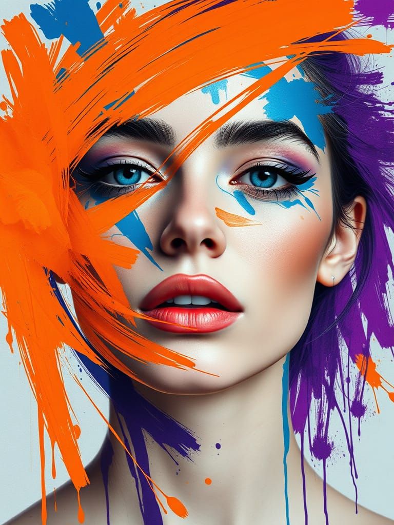 Vibrant Portrait in Chaotic Brush Strokes