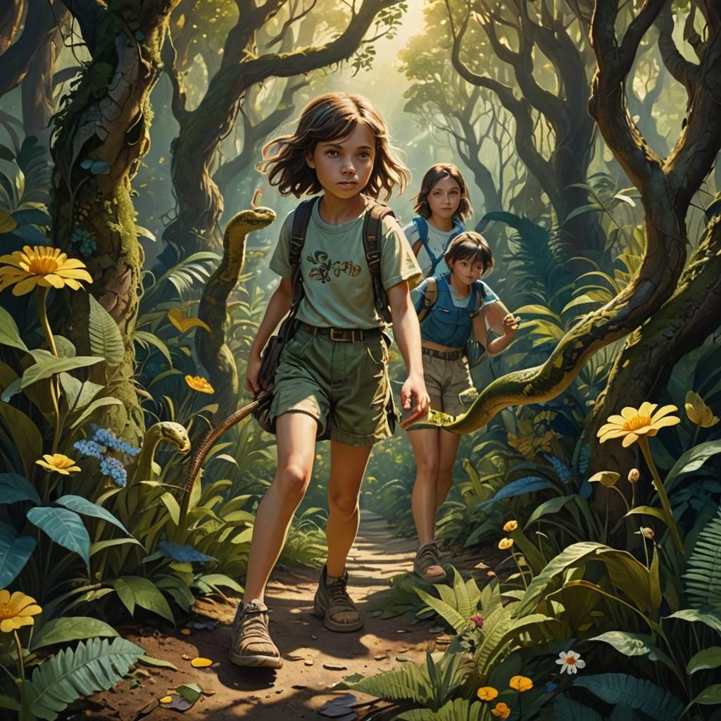 Girl in Forest: Detailed Matte Painting