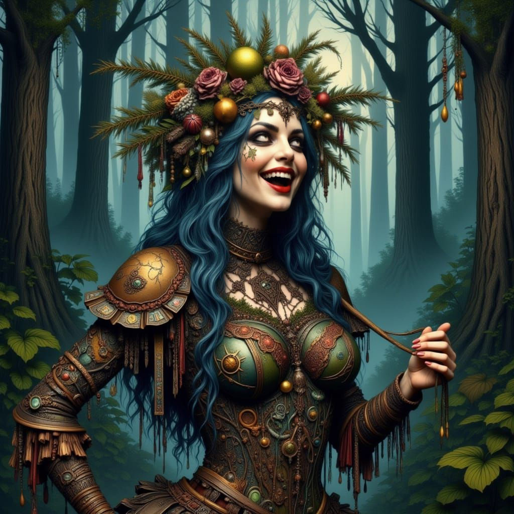 Dark Fantasy Warrior in Tattered Leather Outfit