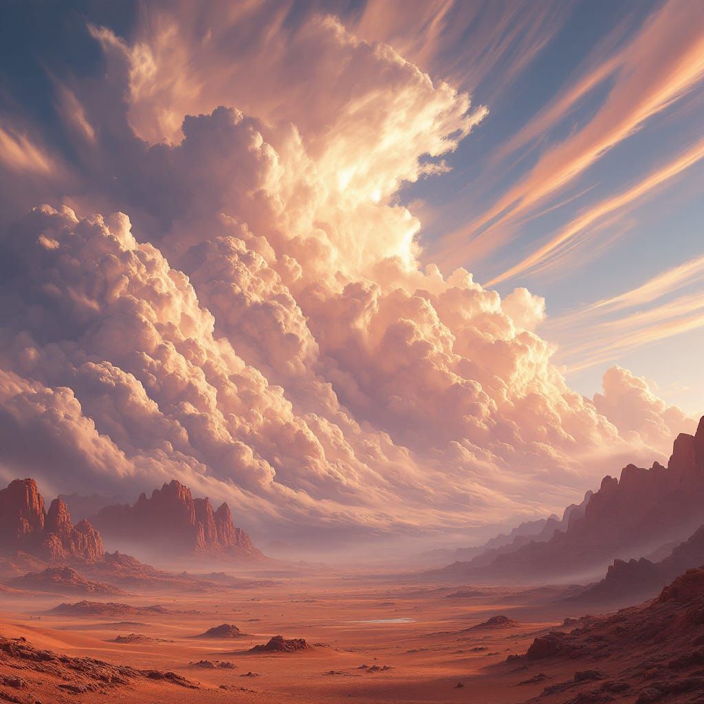 Dramatic Desert Storm Clouds in Matte Painting Style