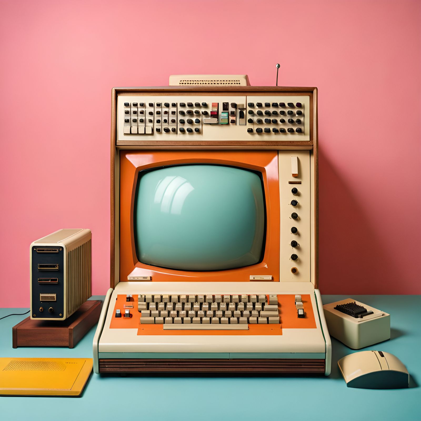 Retro Computer in Wes Anderson Style