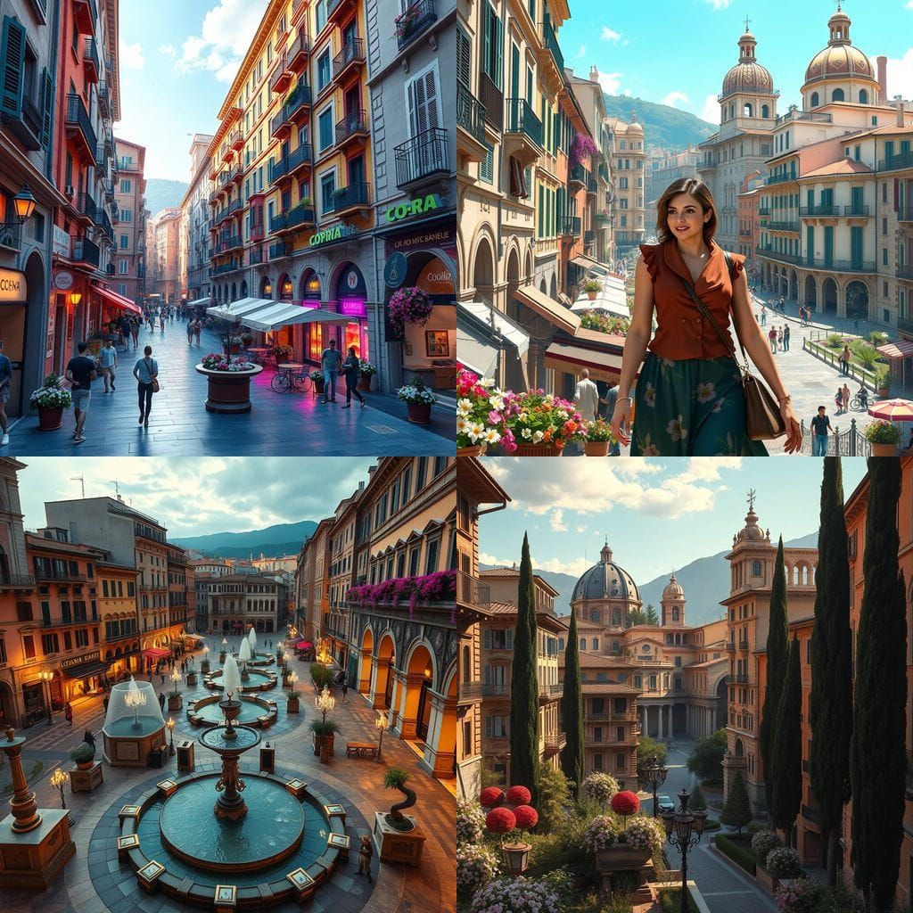 Spring in a Modern Italian Cityscape