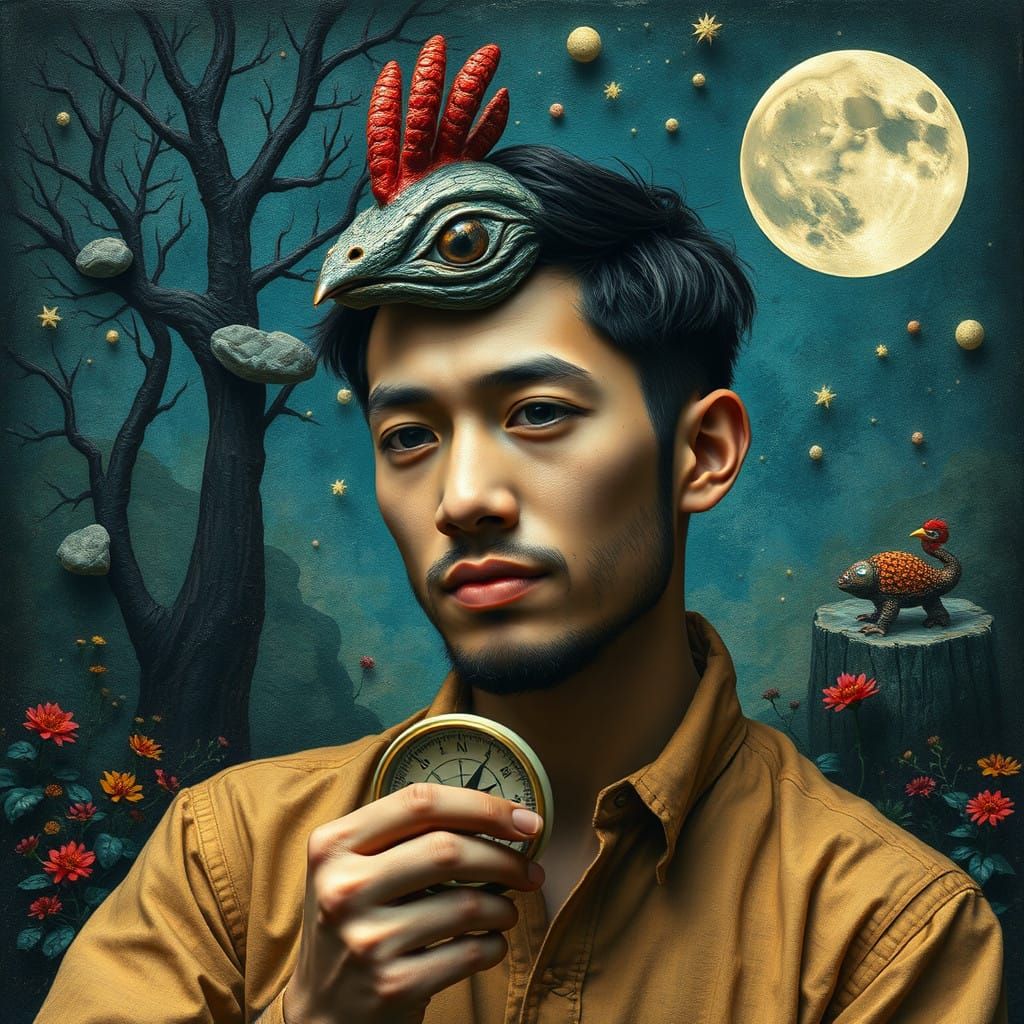 Resilient Time Traveler's Whimsical Portrait