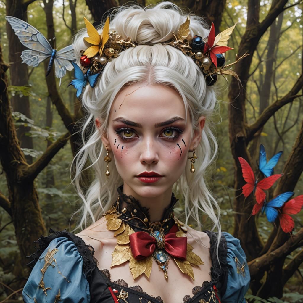 Whimsical Fairy Woman with Gold Cracks