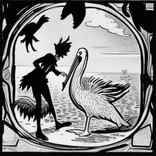 Peter Pan Dances with Pelican, Winsor McCay Style