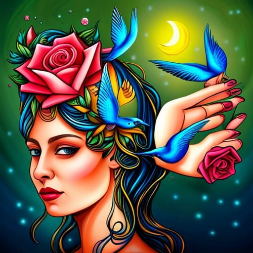 Surreal Woman with Bleeding Heart in Cinematic 3D