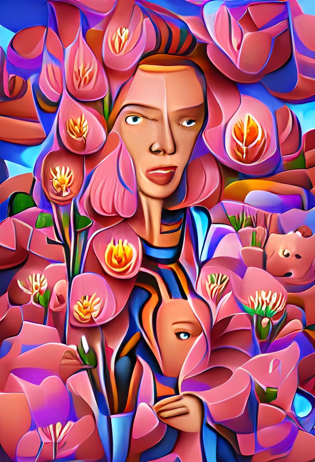 Floral Woman in Digital Illustration Style