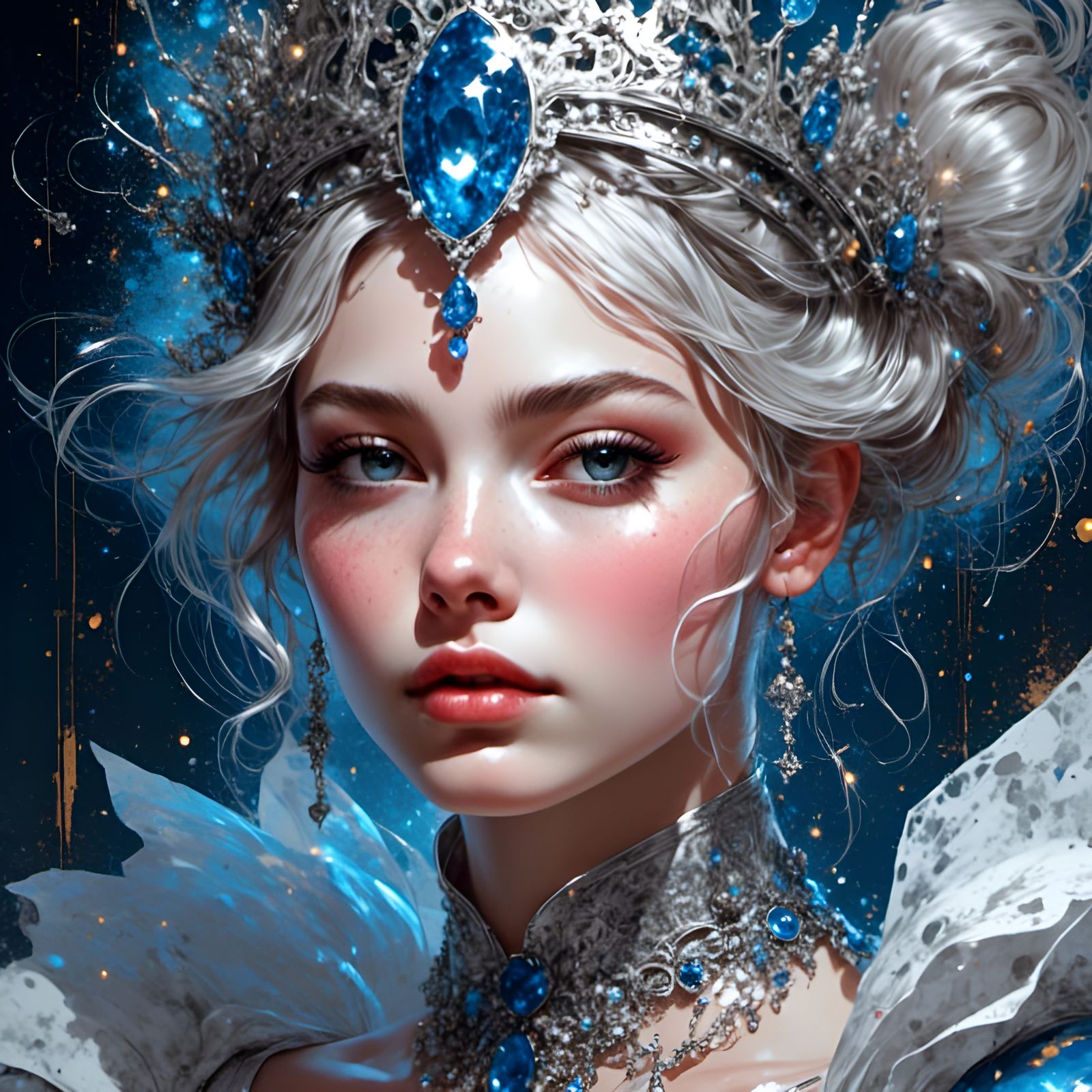 Princess Cinderella Portrait with Silver Filigree Details