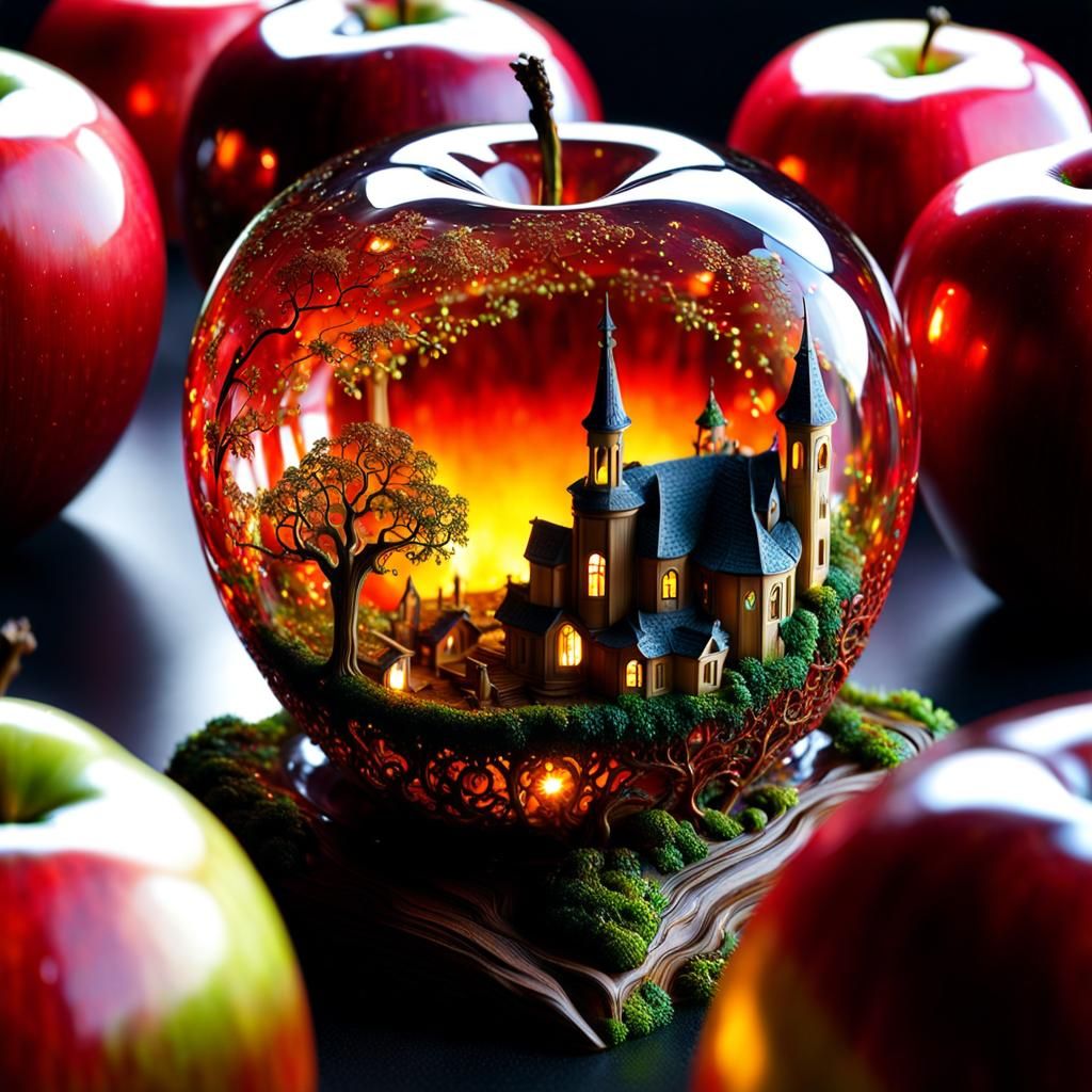 Enchanted Resin Apple Fairy Landscape in Macro