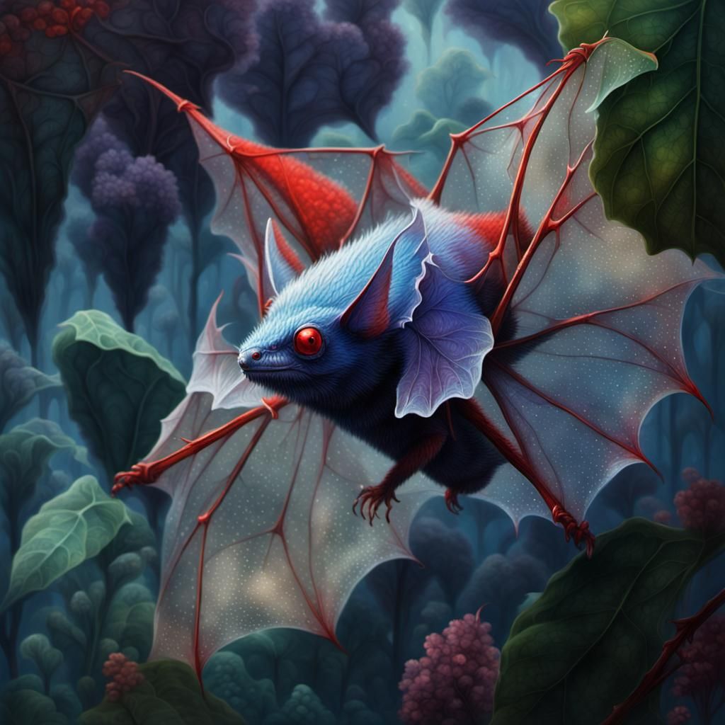 Furry Bat in Space: A Photorealistic Art Deco Vision