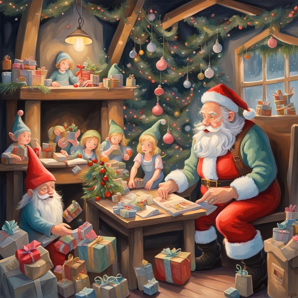 Santa's Magical Workshop: Elves and Gnomes at Work